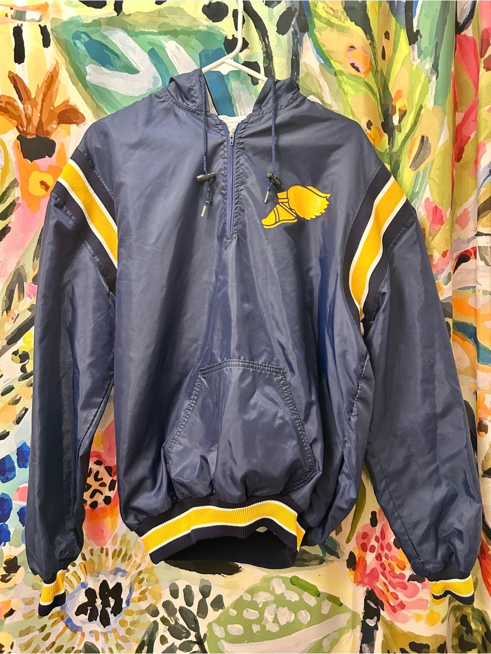 Vtg DeLONG 1/4 Zip Nylon Jacket